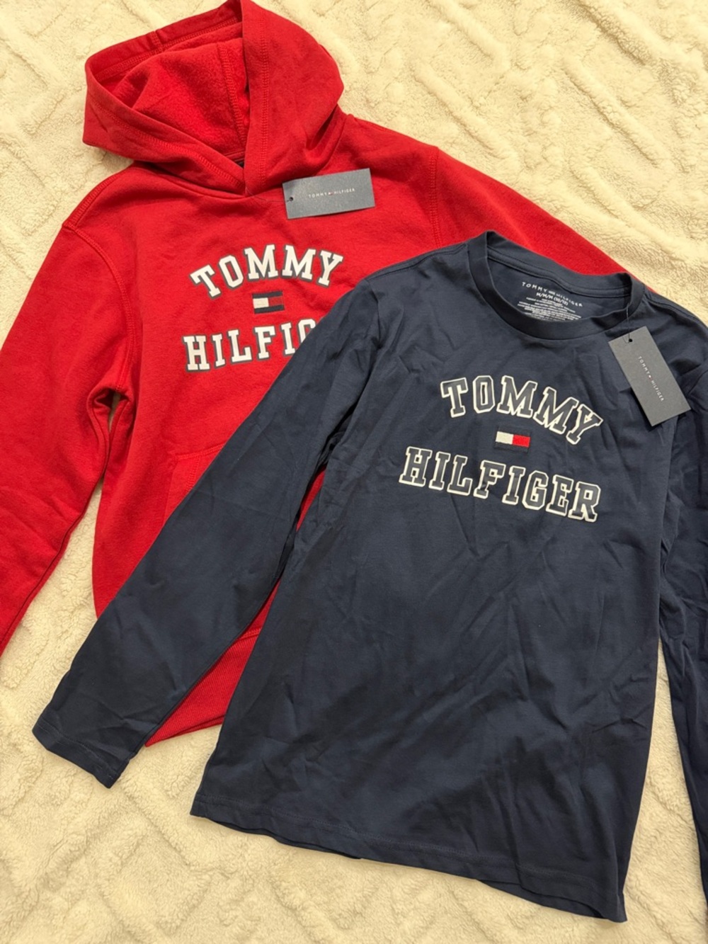 Tommy Hilfiger Kids Red Hoodie & Navy Long-Sleeve Dress Tee Set